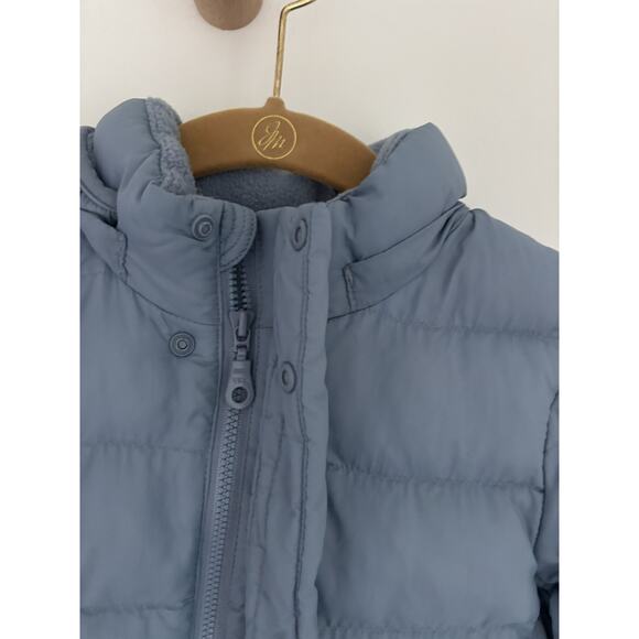 Uniqlo Long Puffer Jacket Coat Kids 3T Boys Girls Hooded Fleece Lined Blue - Picture 7 of 7